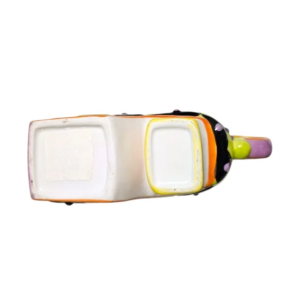 Ceramic Halloween Witch's Boot Teapot Spider Lid Harlequin Check Whimsical Decor - Picture 15 of 16